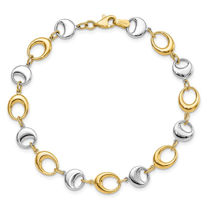 7.75 Zoll 14K Bicolor Poliert Glieder Armband