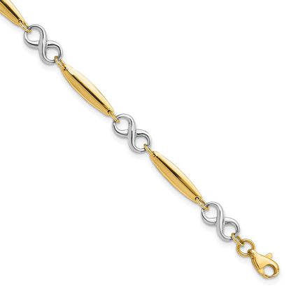 7.75 Zoll 14K Bicolor Poliert Armband