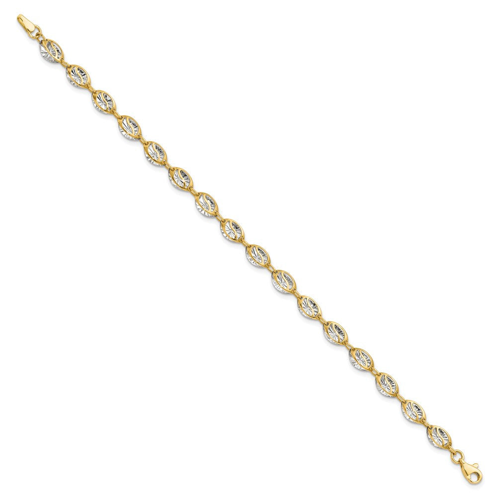 7.5 Zoll 14K mit Weiß Rhodium Poliert und Diamantiert Armband
