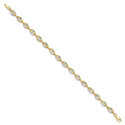 7.5 Zoll 14K mit Weiß Rhodium Poliert und Diamantiert Armband