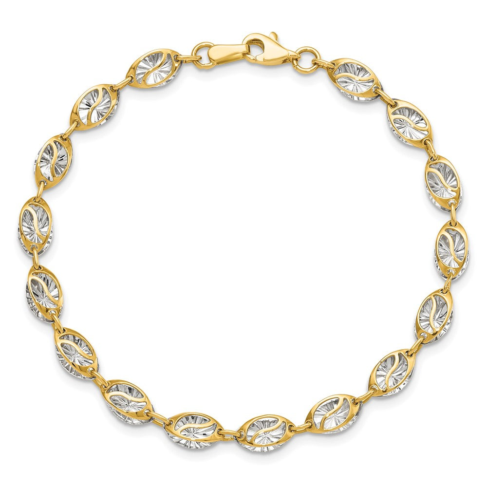 7.5 Zoll 14K mit Weiß Rhodium Poliert und Diamantiert Armband