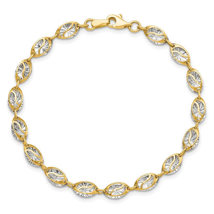7.5 Zoll 14K mit Weiß Rhodium Poliert und Diamantiert Armband