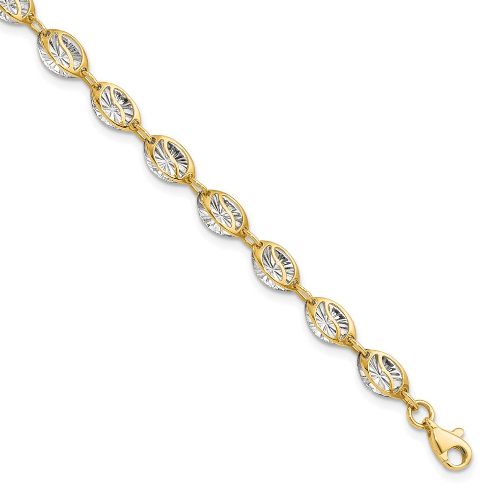 7.5 Zoll 14K mit Weiß Rhodium Poliert und Diamantiert Armband