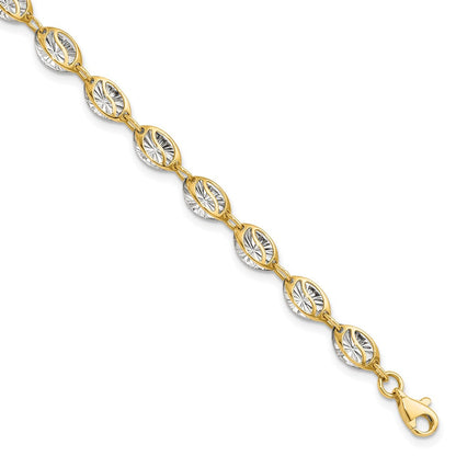 7.5 Zoll 14K mit Weiß Rhodium Poliert und Diamantiert Armband