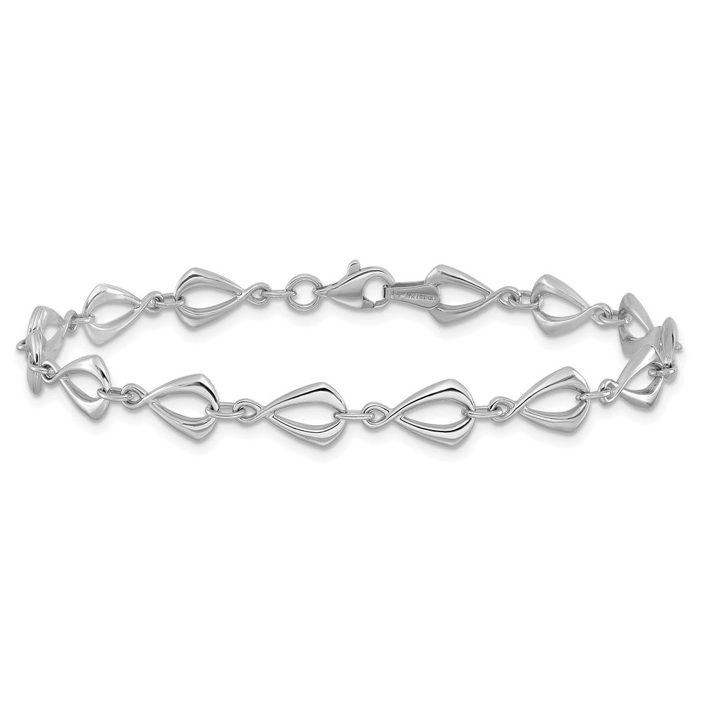 7.5 Zoll 14K Weißgold Poliert Glieder Armband