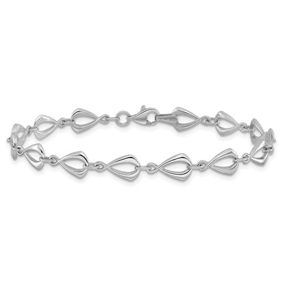 7.5 Zoll 14K Weißgold Poliert Glieder Armband