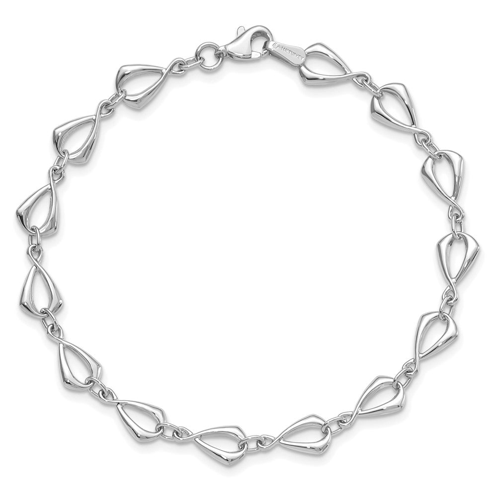 7.5 Zoll 14K Weißgold Poliert Glieder Armband