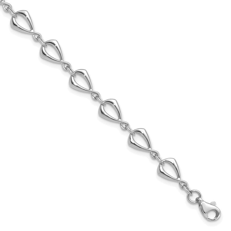 7.5 Zoll 14K Weißgold Poliert Glieder Armband