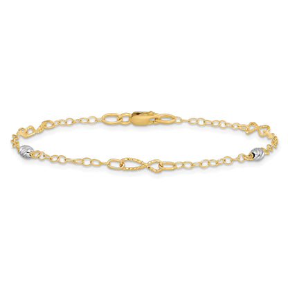 7.5 Zoll 14K Bicolor Poliert und Diamantiert Armband