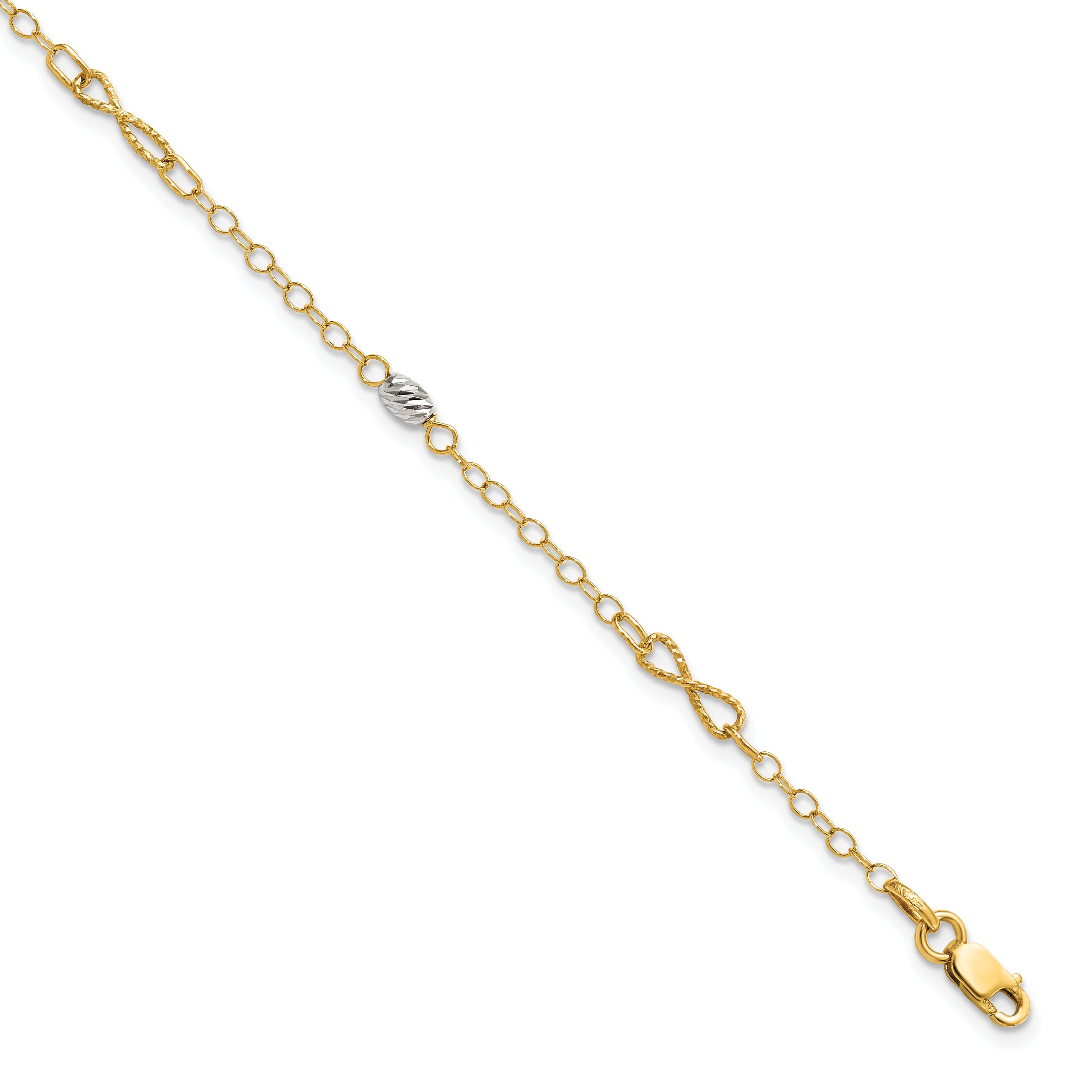 7.5 Zoll 14K Bicolor Poliert und Diamantiert Armband