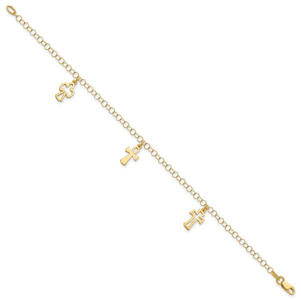 7.5 Zoll 14K Poliert Kreuz Armband