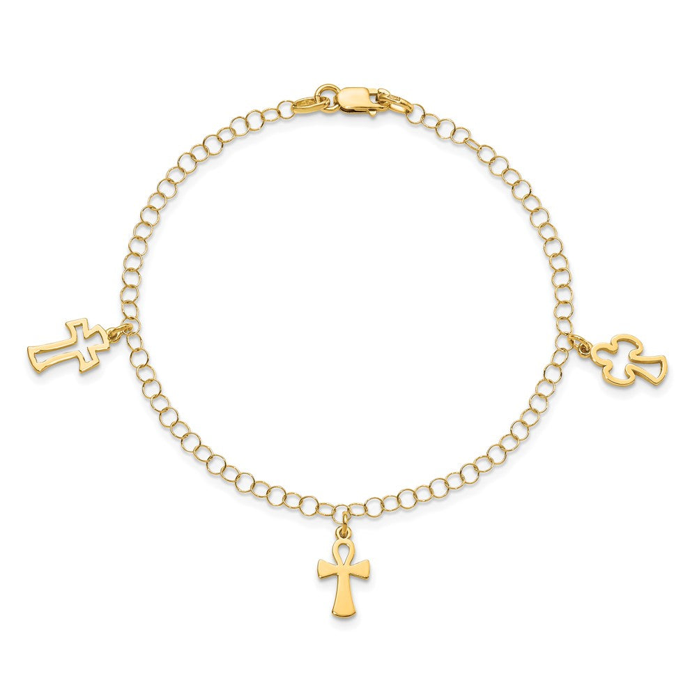7.5 Zoll 14K Poliert Kreuz Armband