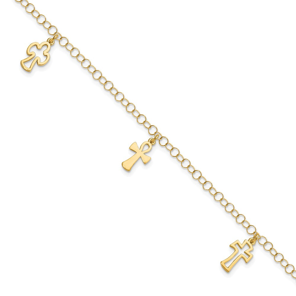 7.5 Zoll 14K Poliert Kreuz Armband