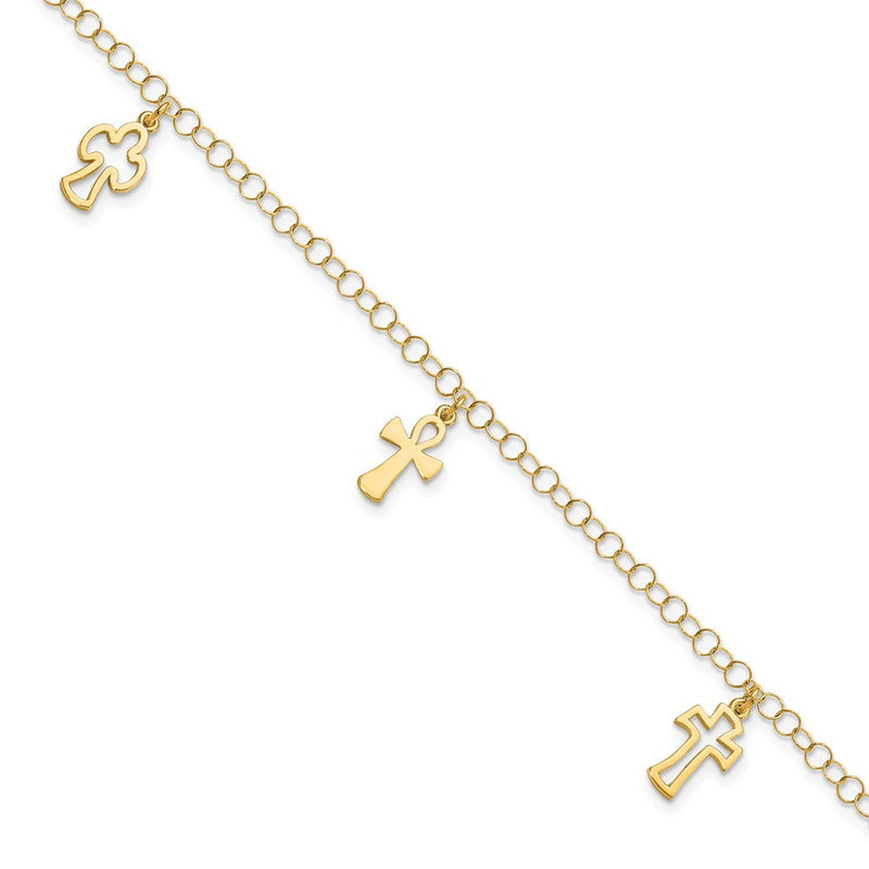 7.5 Zoll 14K Poliert Kreuz Armband