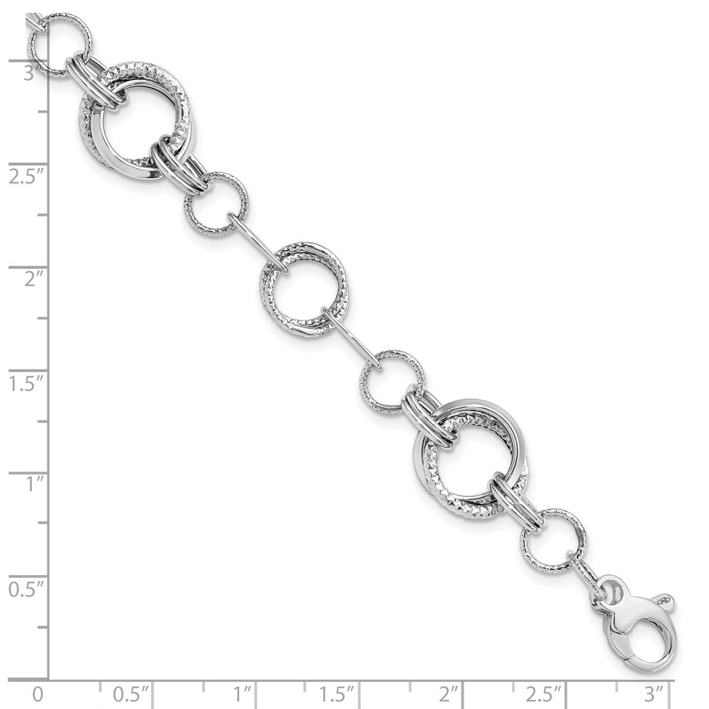 7 Zoll 14K Weißgold Poliert und Strukturiert Fantasieglieder Armband