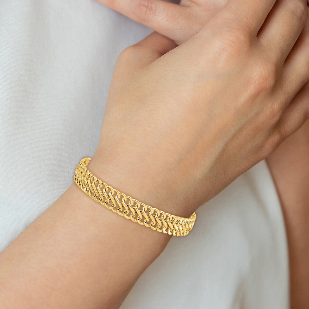 7.5 Zoll 14K Poliert Fantasieglieder Armband