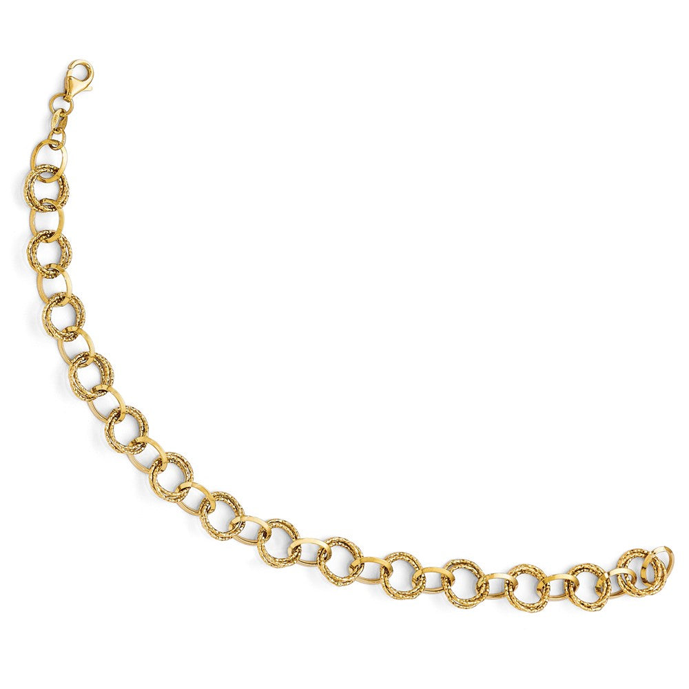 8 Zoll 14K Poliert und Strukturiert Fantasieglieder Armband