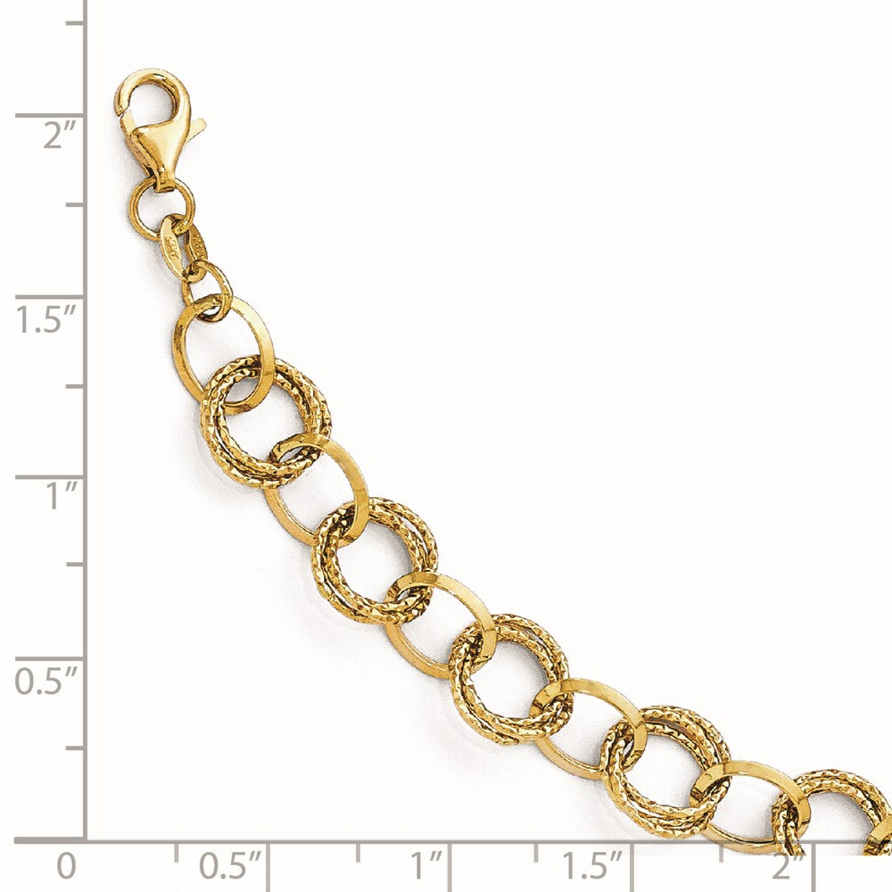 8 Zoll 14K Poliert und Strukturiert Fantasieglieder Armband