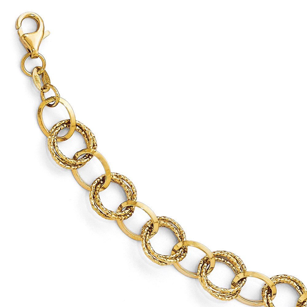8 Zoll 14K Poliert und Strukturiert Fantasieglieder Armband