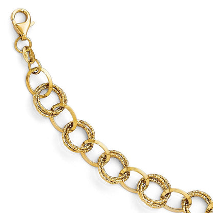 8 Zoll 14K Poliert und Strukturiert Fantasieglieder Armband