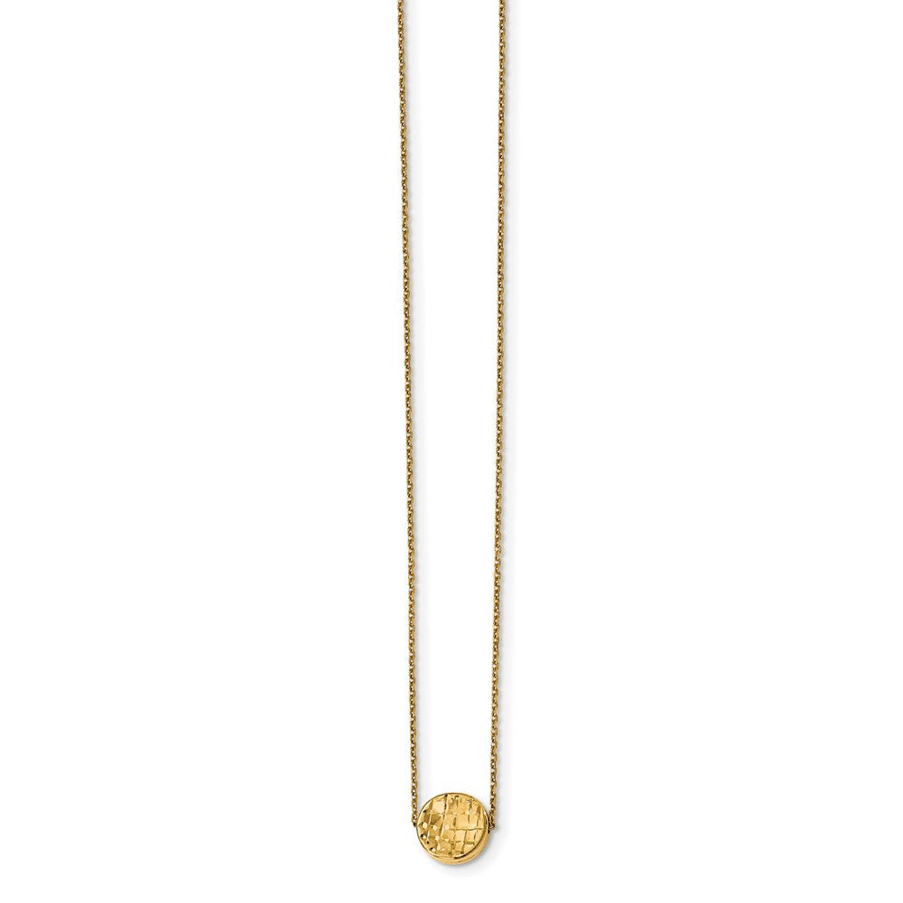 14K Gelbgold Poliert Diamantiert Rund Halskette