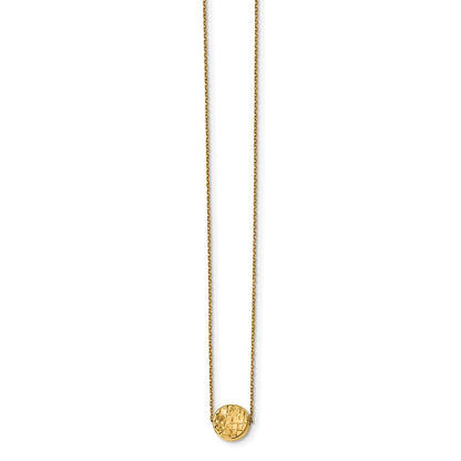14K Gelbgold Poliert Diamantiert Rund Halskette