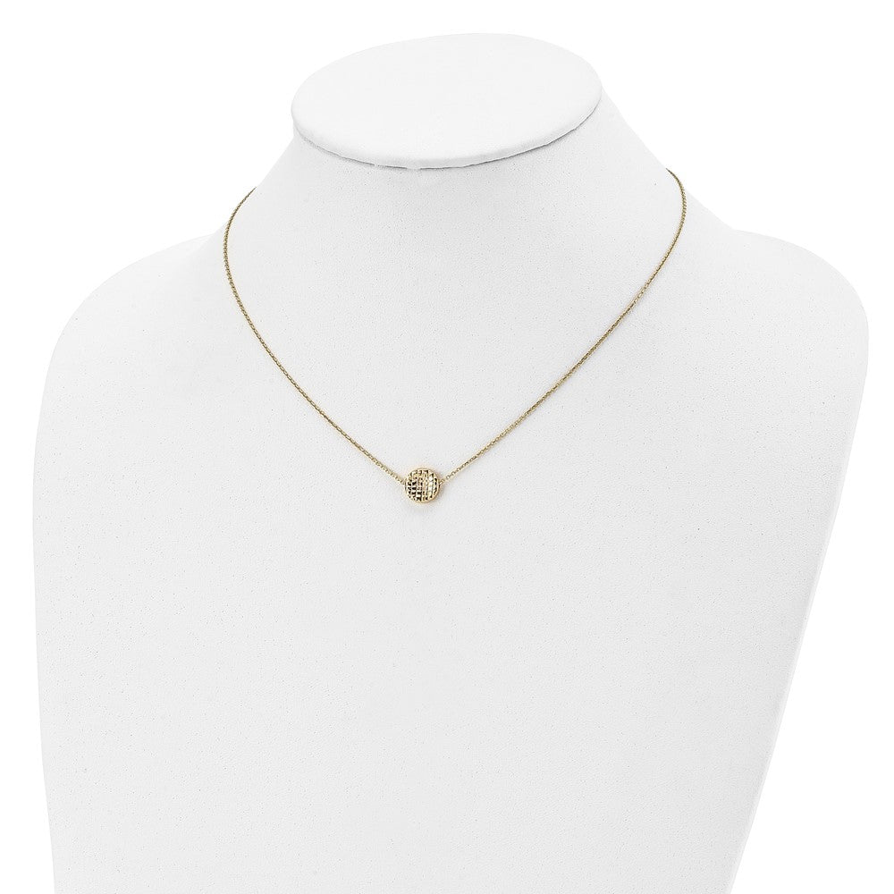 14K Gelbgold Poliert Diamantiert Rund Halskette