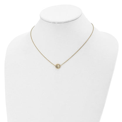 14K Gelbgold Poliert Diamantiert Rund Halskette