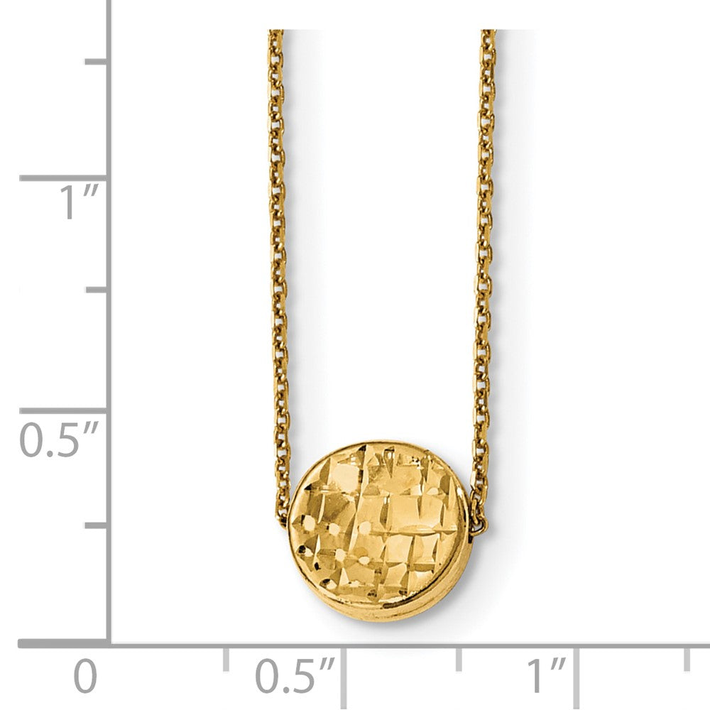 14K Gelbgold Poliert Diamantiert Rund Halskette