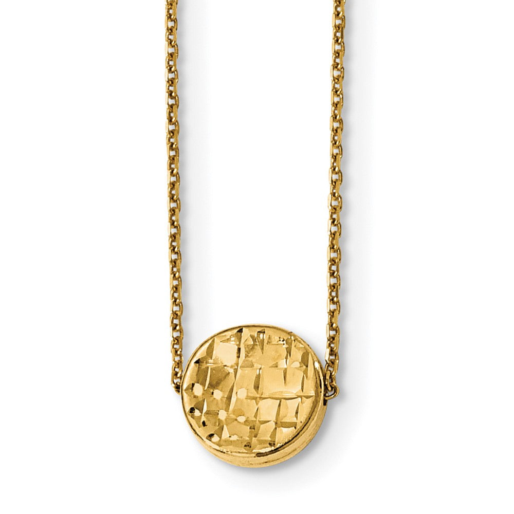 14K Gelbgold Poliert Diamantiert Rund Halskette