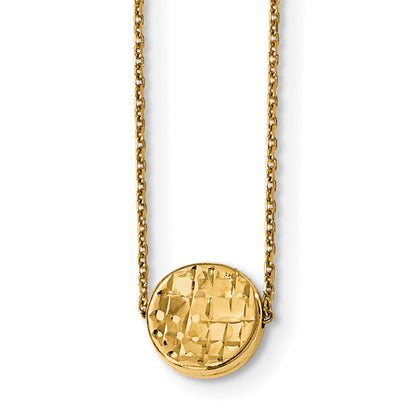 14K Gelbgold Poliert Diamantiert Rund Halskette