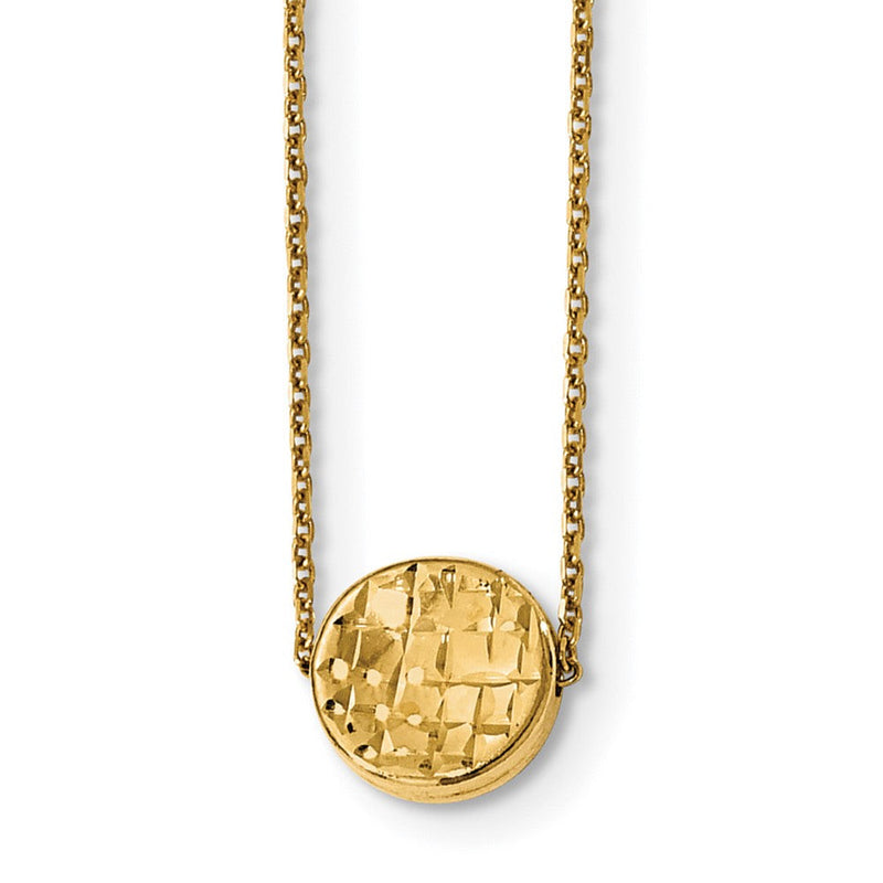 14K Gelbgold Poliert Diamantiert Rund Halskette