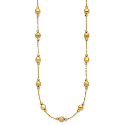 14K Gelbgold Diamantiert Scratch Finish Poliert Halskette