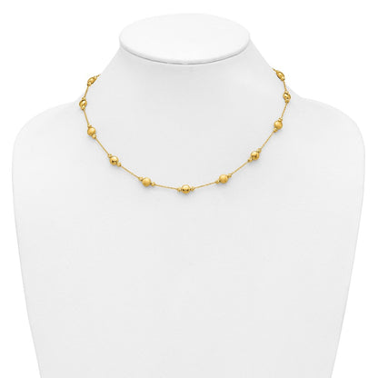 14K Gelbgold Diamantiert Scratch Finish Poliert Halskette