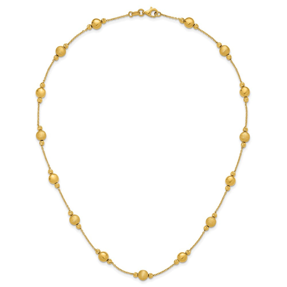 14K Gelbgold Diamantiert Scratch Finish Poliert Halskette