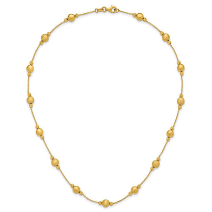 14K Gelbgold Diamantiert Scratch Finish Poliert Halskette