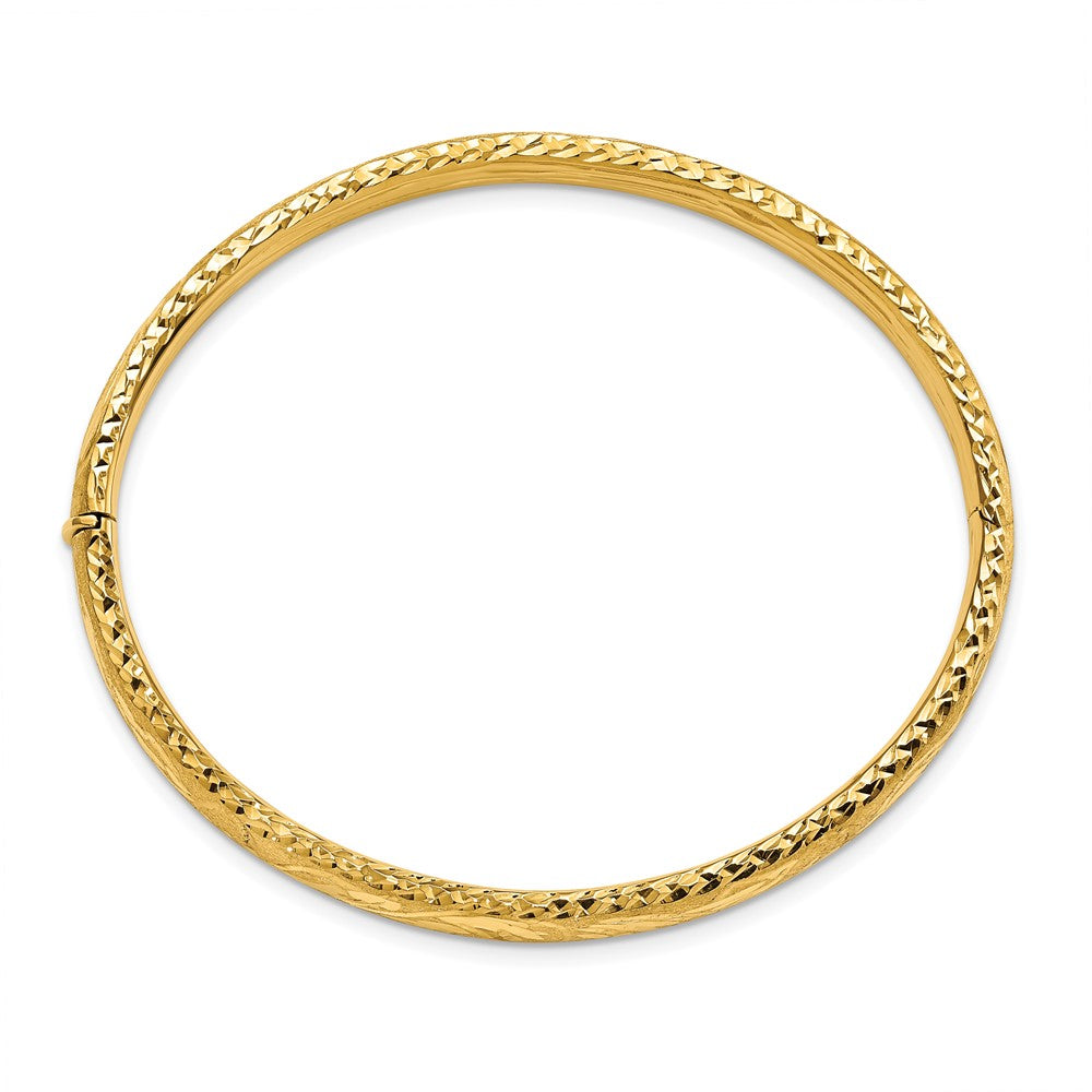 14K Gelbgold Poliert und Diamantiert Blumen Armreif