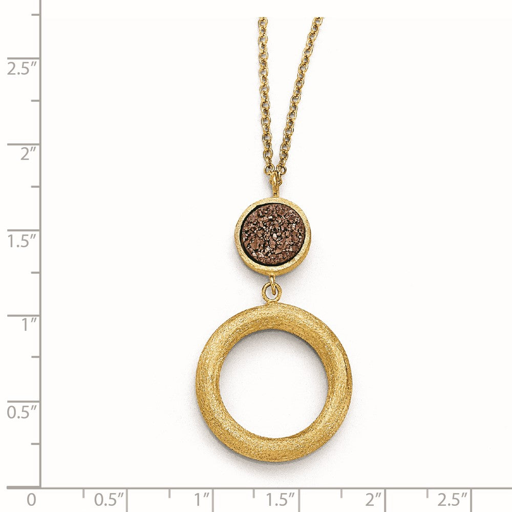 14K Gelbgold Lila Druzy Scratch-finish Halskette