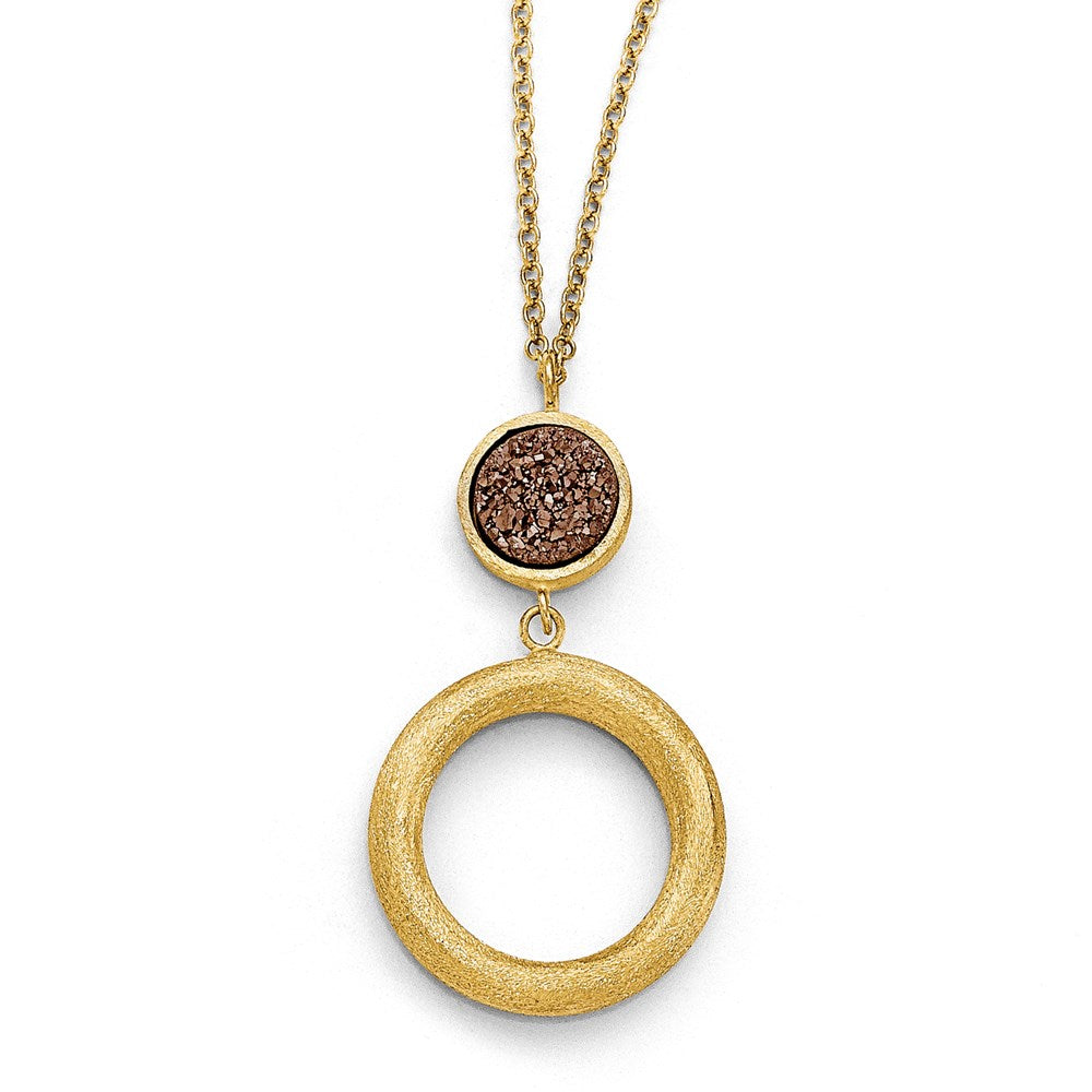 14K Gelbgold Lila Druzy Scratch-finish Halskette
