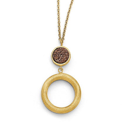 14K Gelbgold Lila Druzy Scratch-finish Halskette