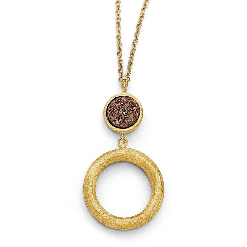 14K Gelbgold Lila Druzy Scratch-finish Halskette