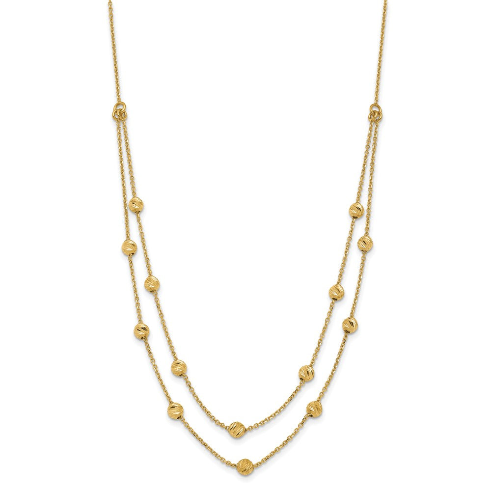 14K Gelbgold Diamantiert Gekugelt Halskette