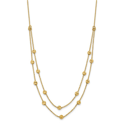 14K Gelbgold Diamantiert Gekugelt Halskette