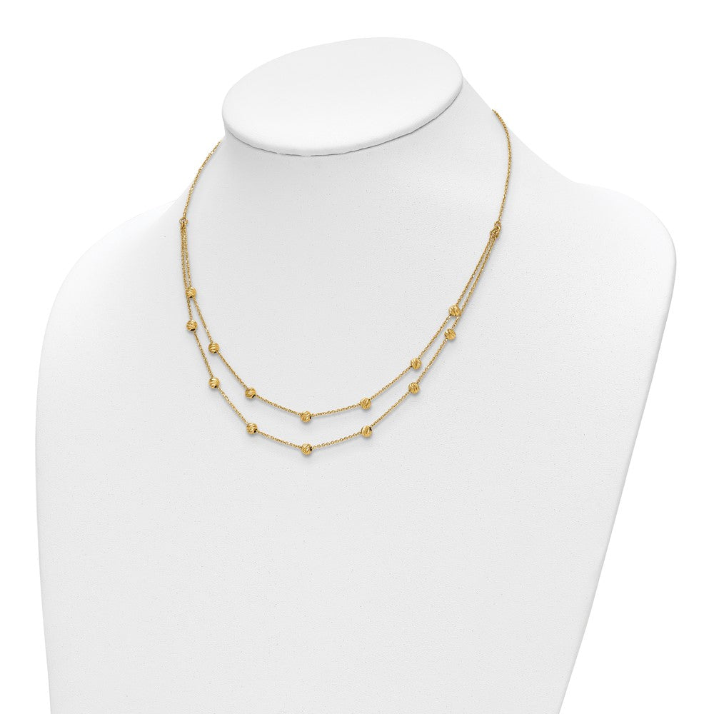 14K Gelbgold Diamantiert Gekugelt Halskette