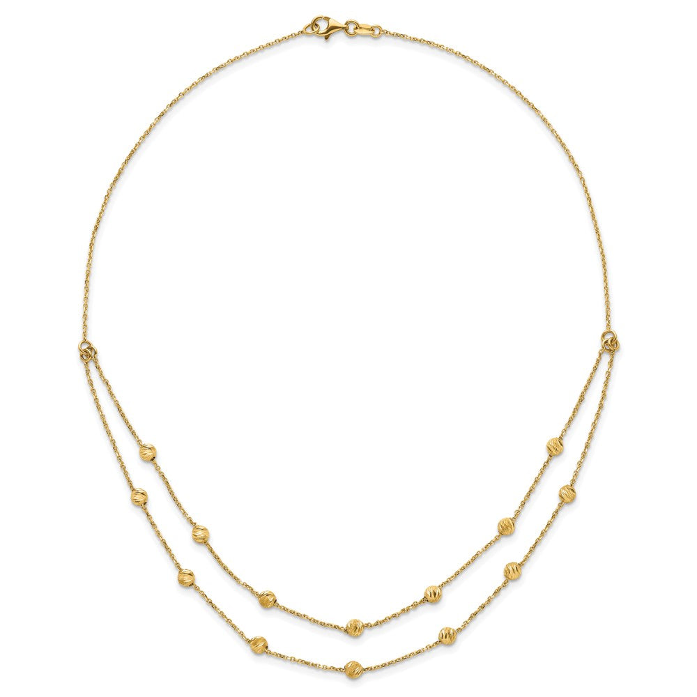 14K Gelbgold Diamantiert Gekugelt Halskette