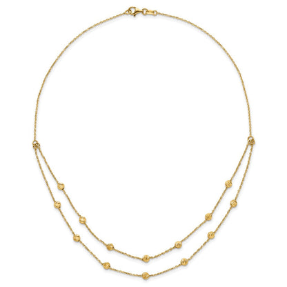 14K Gelbgold Diamantiert Gekugelt Halskette