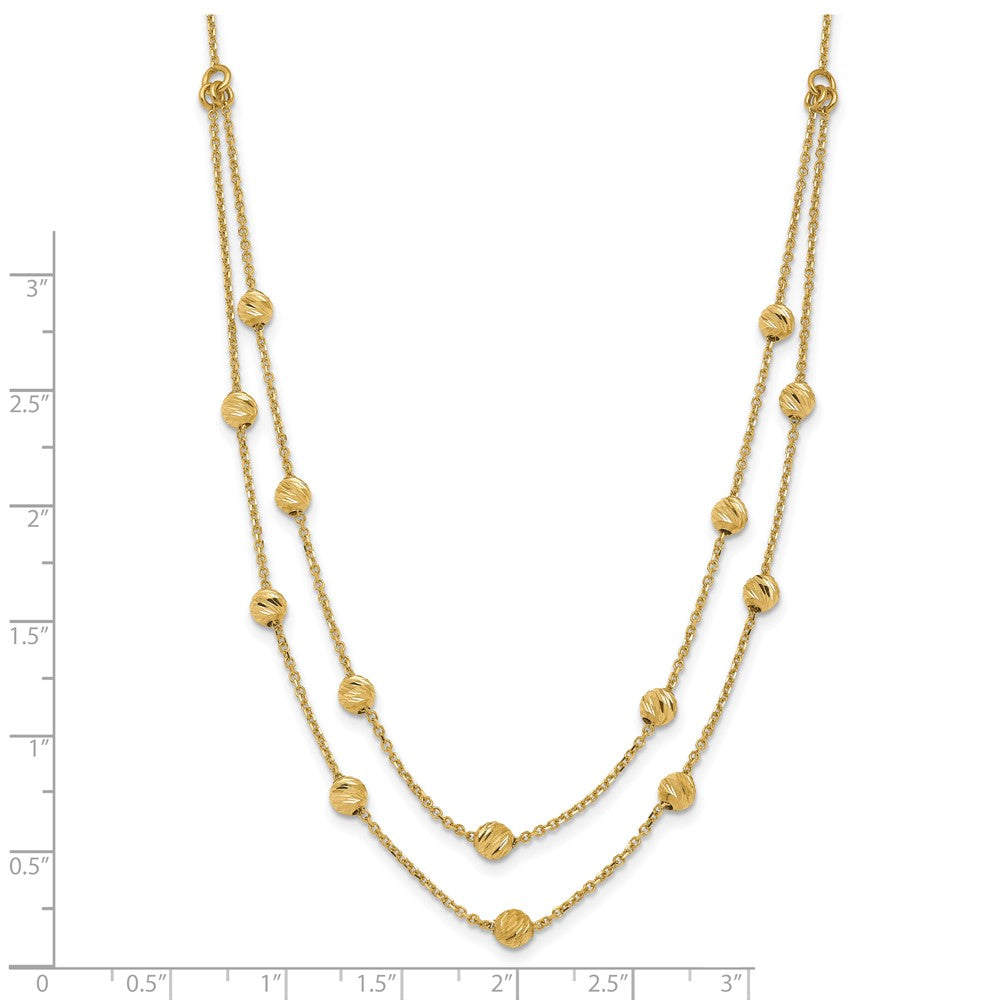 14K Gelbgold Diamantiert Gekugelt Halskette