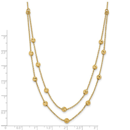 14K Gelbgold Diamantiert Gekugelt Halskette
