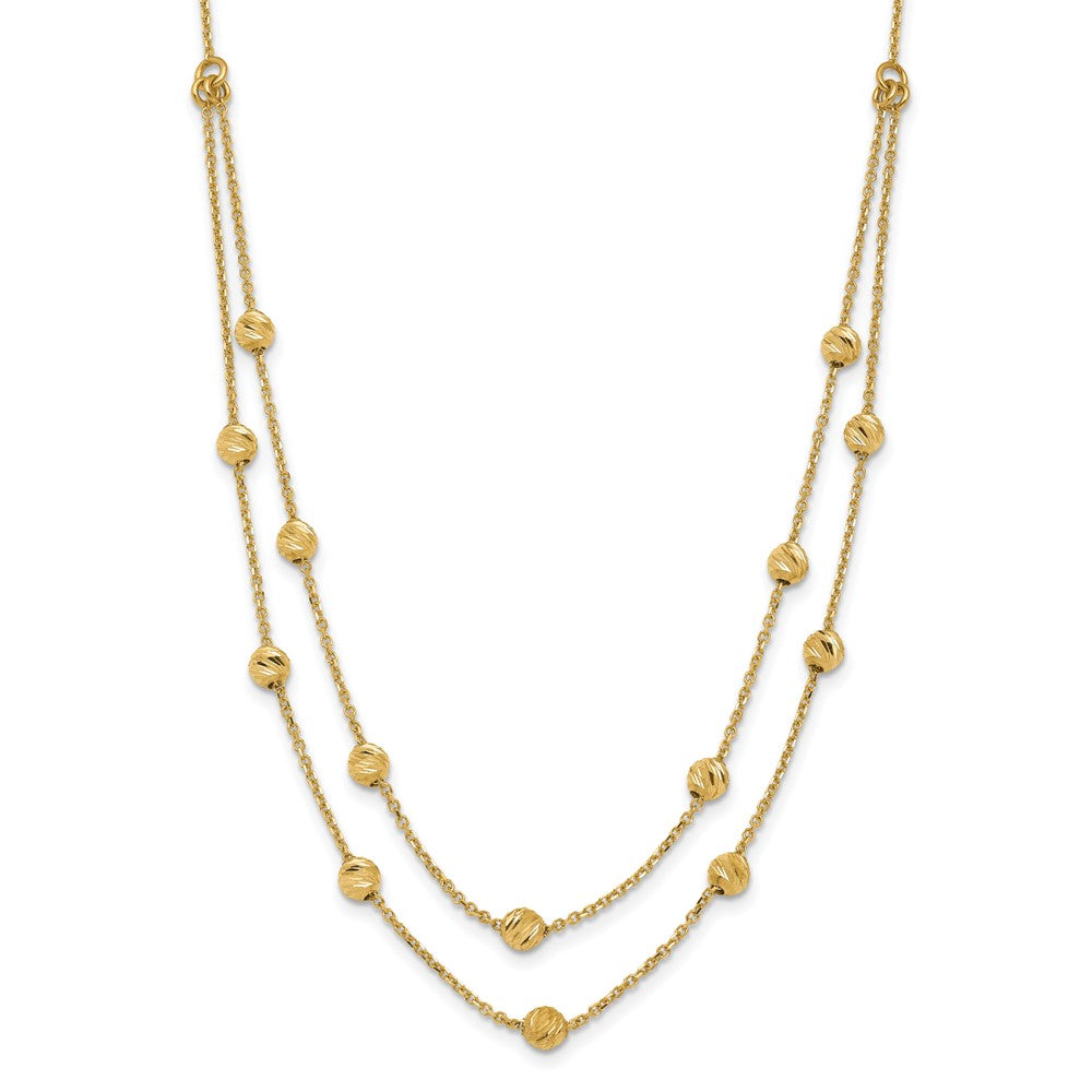 14K Gelbgold Diamantiert Gekugelt Halskette