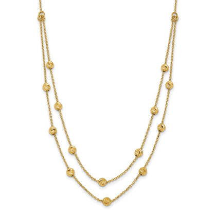 14K Gelbgold Diamantiert Gekugelt Halskette